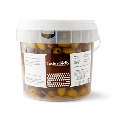 MARINATED MIXED OLIVES - 3kg (1.5kg Net) MARINATED MIXED OLIVES - 3kg (1.5kg Net)