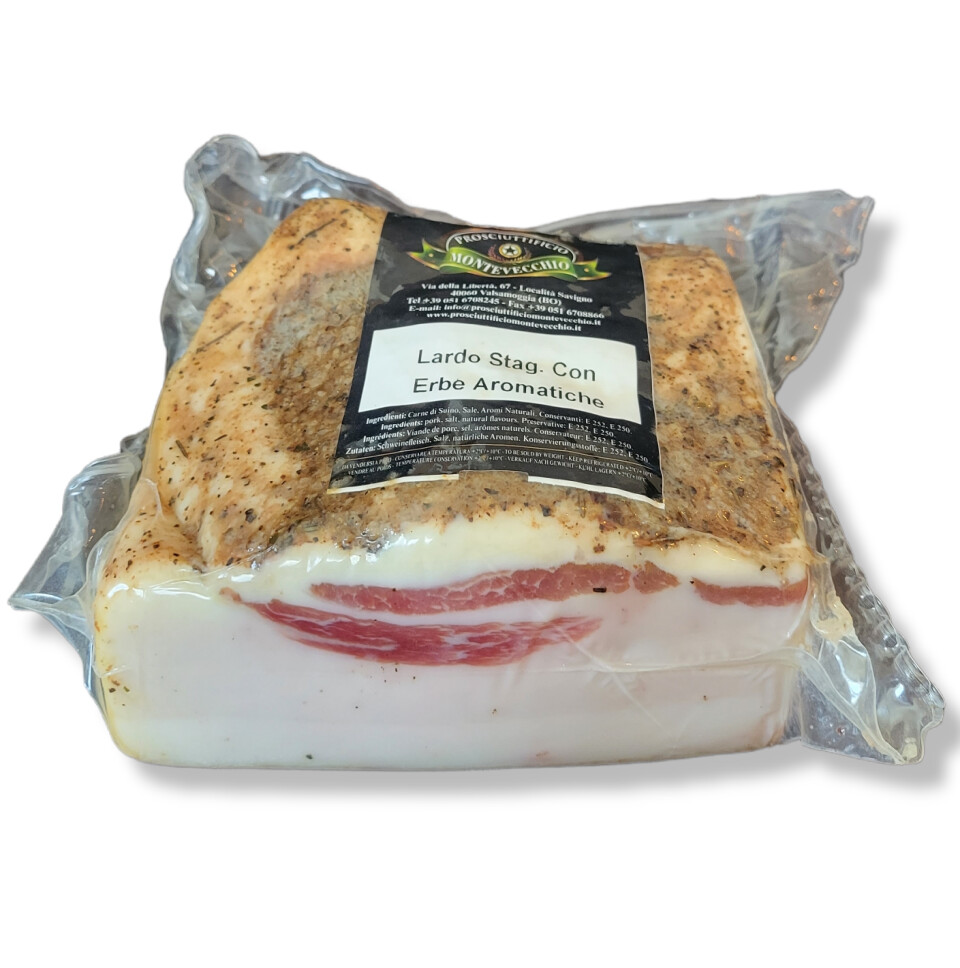 LARDO STAGIONATA CON ERBE AROMATICHE - 900g (avg) Montevecchio
