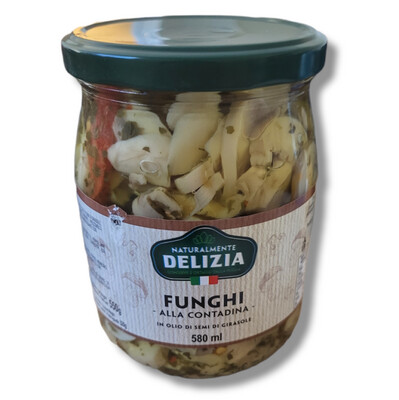 FUNGHI ALLA CONTADINA IN SUNFLOWER OIL - 580ml FUNGHI ALLA CONTADINA IN SUNFLOWER OIL - 580ml