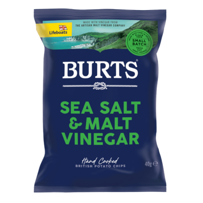 BURTS SEA SALT AND MALT VINEGAR CRISPS - 20x40gr