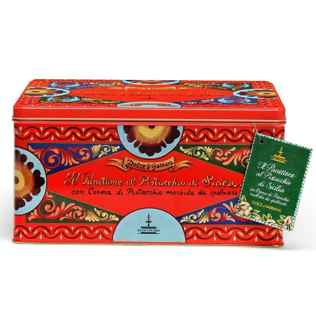 Dolce &amp; Gabbana Panettone al Pistacchio di Sicilia – Gift Set RED (800g Panettone + 200g Pistachio Cream + Knife + Gift Bag)
