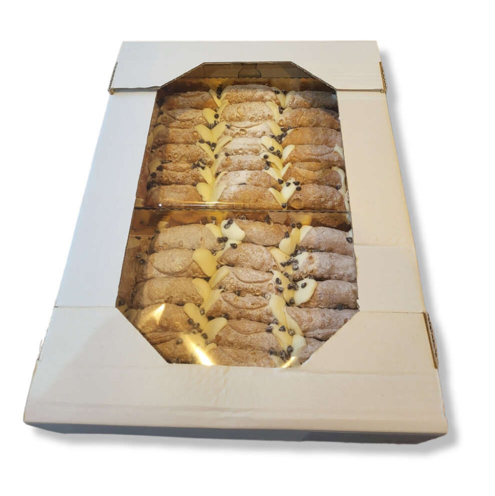 SICILIAN CANNOLI WITH WHITE CREAM &amp; CHOCOLATE CHIP KAMI 46pc Avg - (2x750gr) -1.5kg