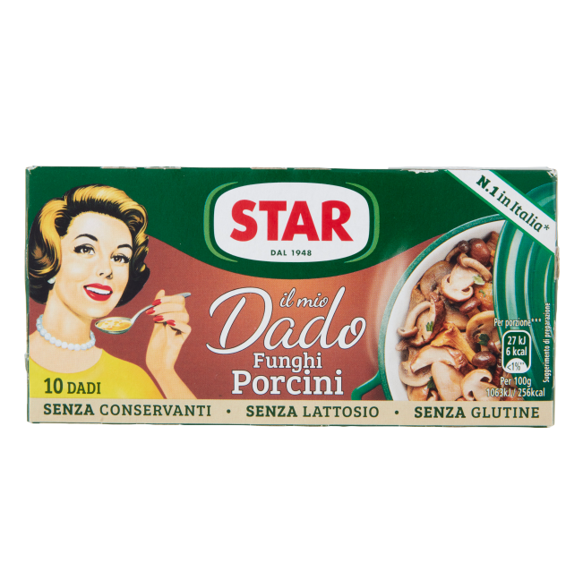 STAR &quot; IL MIO DADO FUNGHI PORCINI &quot; PORCINI MUSHROOM ITALIAN STOCK (10 CUBES) - 100gr