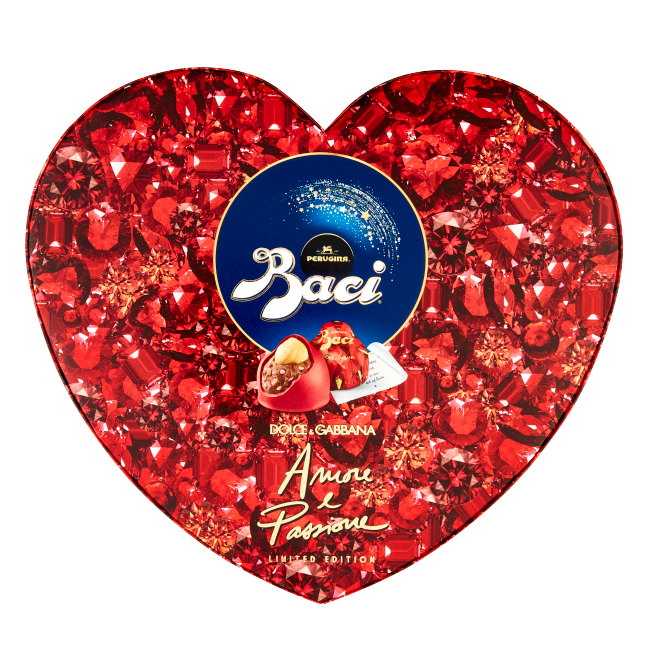 BACI AMORE & PASSIONE CHOCOLATES IN DOLCE & GABBANA HEART SHAPED BOX