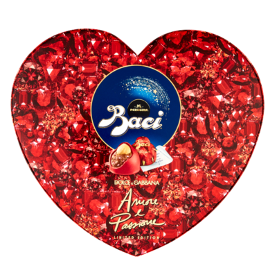 BACI AMORE & PASSIONE CHOCOLATES IN DOLCE & GABBANA HEART SHAPED BOX - 100gr BBE 11/23