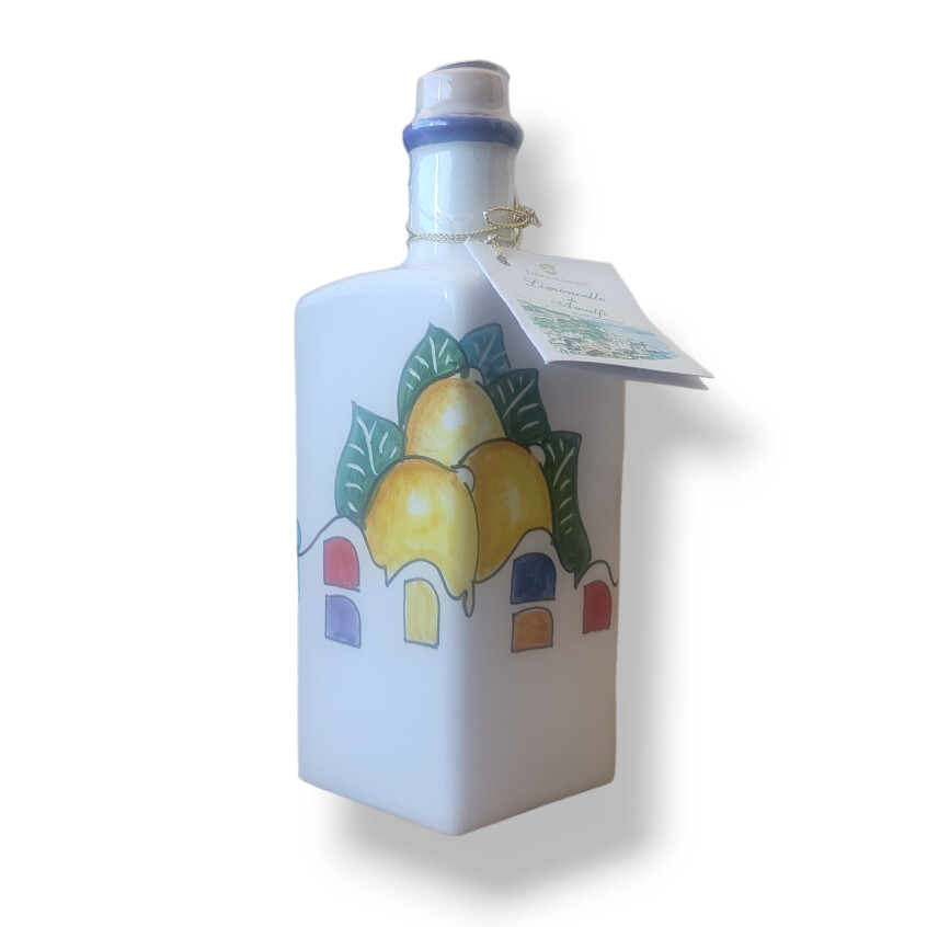 LIMONCELLO COSTA D&#39;AMALFI IGP IN HAND PAINTED CERAMIC - 0,50L (ABV) 25%