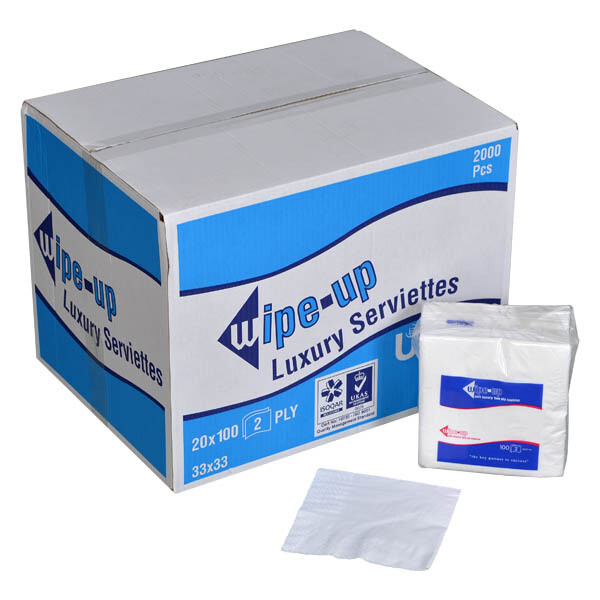 33cm 2PLY WHITE NAPKINS SERVIETTES FOLDED- 2000 *brand may differ from Picture*