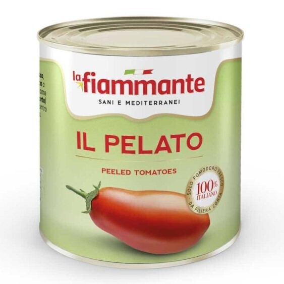 ITALIAN WHOLE PEELED PLUM TOMATOES &quot;il pelato&quot; - La Fiammante 6x2500gr
