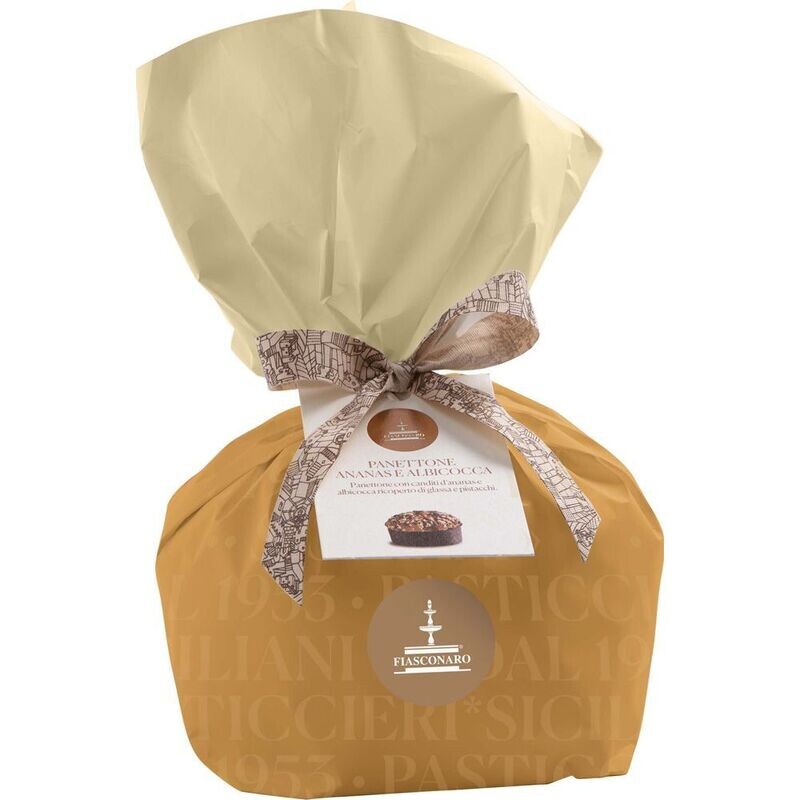 PANETTONE ANANAS, ALBICOCCA E PISTACCHIO HAND WRAPPED  - Fiasconaro 500gr gift bag included