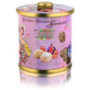 SOFT AMARETTI FIGS &amp; WALNUTS PURPLE BARREL TIN - Virginia 220gr
