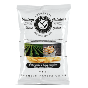 FOX ITALIAN HAND COOKED POTATO CHIPS PEPE NERO E SALE MARINO (Pepper & Sea Salt) - 120g