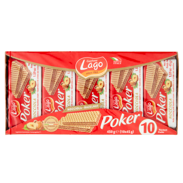 POKER NOCCIOLA WAFER COUNTER TOP DISPLAY - Gastone Lago 10x45g