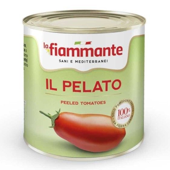 ITALIAN WHOLE PEELED PLUM TOMATOES "il pelato" - La Fiammante 6x2500gr ITALIAN WHOLE PEELED PLUM TOMATOES "il pelato" - La Fiammante 6x2500gr