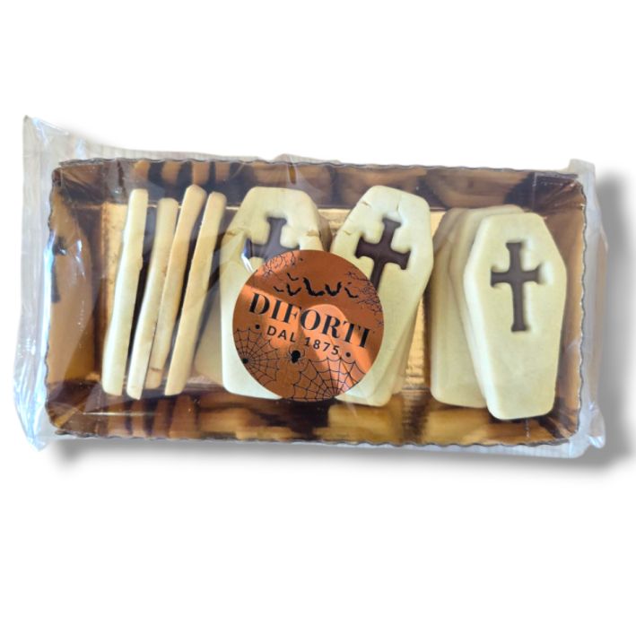 Diforti White Coffins with Hazelnut Chocolate Filling – 8 Biscuits (200g) Diforti White Coffins with Hazelnut Chocolate Filling – 8 Biscuits (200g)
