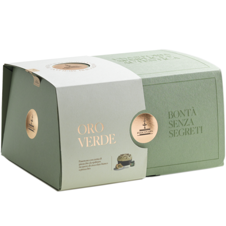 Fiasconaro Panettone Oro Verde Gift Box – 1kg (with Pistachio Cream, Butter Knife &amp; Gift Bag)