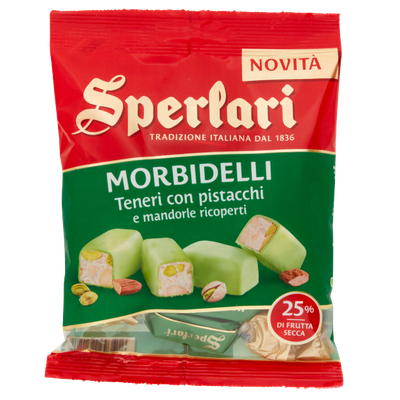 Sperlari Morbidelli Teneri Pistachio e Mandorle Ricoperte – 117g