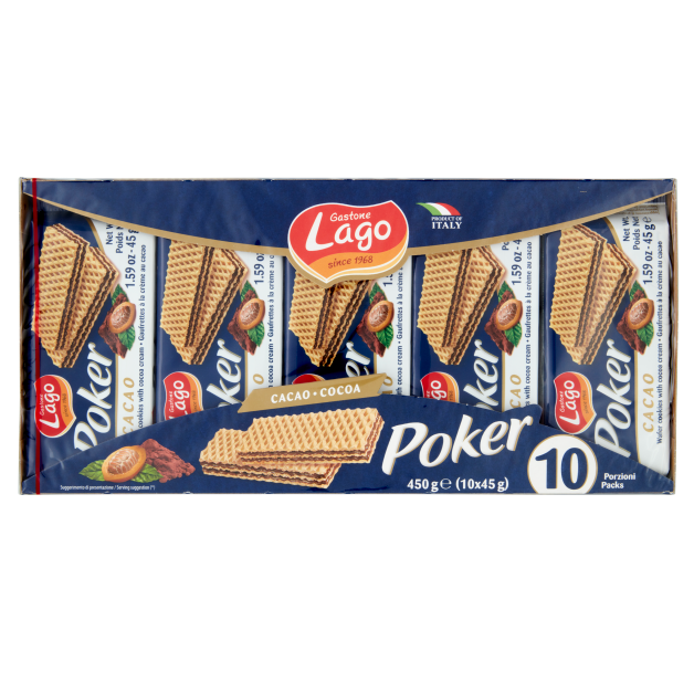 POKER CACAO WAFER COUNTER TOP DISPLAY - Gastone Lago 10x45g