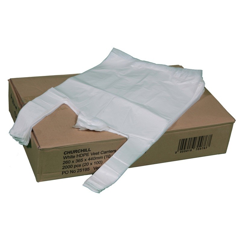 WHITE PLASTIC VEST CARRIERS 10x15x18 - 2000