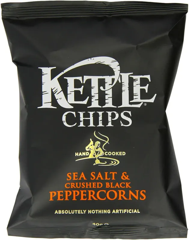 KETTLE SEA SALT AND CRUSHED BLACK PEPPERCORNS - 18x40g