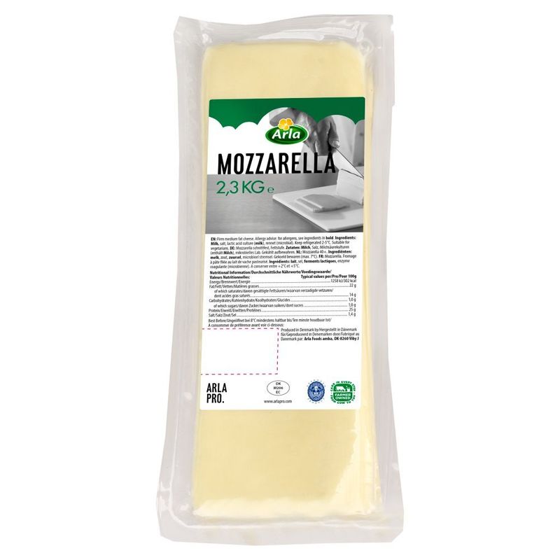 Arla Pro mozzarella block 2.3kg professional pizza cheese block