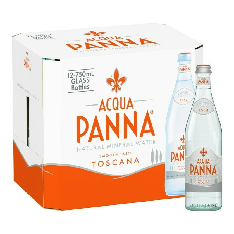 Acqua Panna 750ml glass bottles still mineral water 12 pack Italian water
