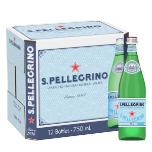 San Pellegrino 750ml glass bottles sparkling mineral water 12 pack Italian water