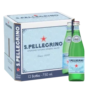 San Pellegrino Sparkling Mineral Water Glass Bottles – 12 x 750ml (Premium Italian Water)