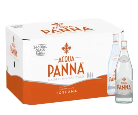 Acqua Panna Still Mineral Water Glass Bottles – 24 x 500ml (Premium Italian Water)