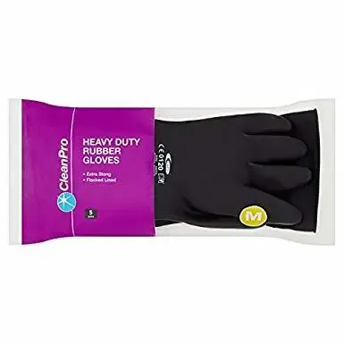 5 PAIRS BLACK  HEAVY DUTY GLOVES MEDIUM