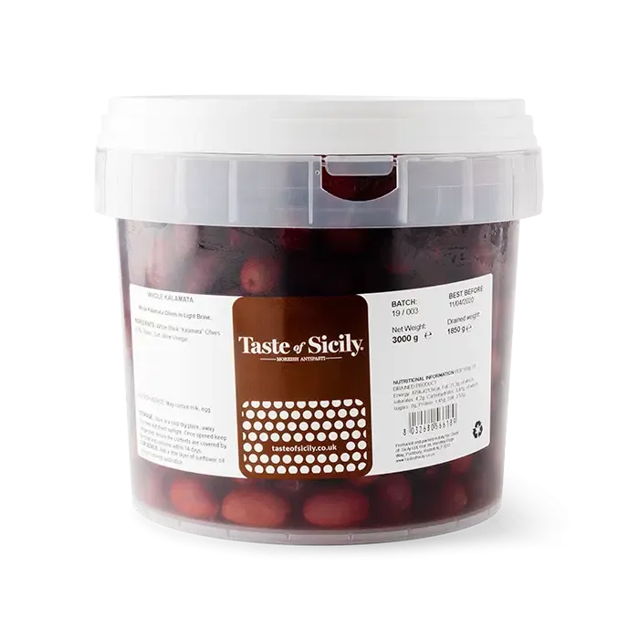 PITTED KALAMATA OLIVES - 3kg (1.5kg Net)