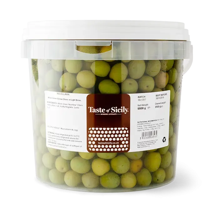 SICILIAN NOCELLARA DEL BELICE OLIVES - 5kg (3kg Net)