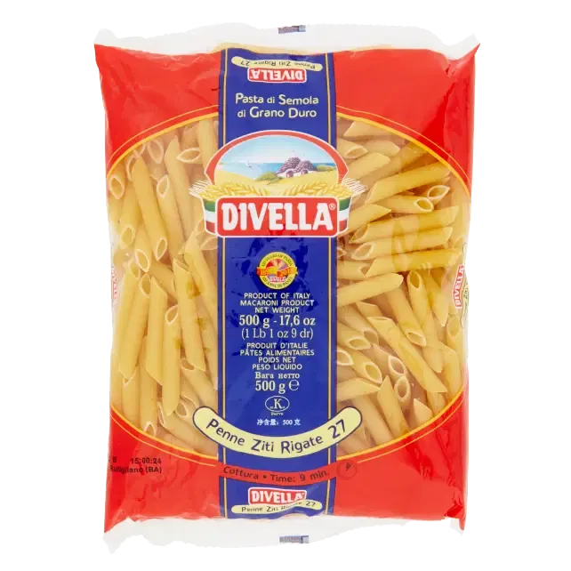 Divella Penne Ziti Rigate Pasta di Semola No.27 – 500g