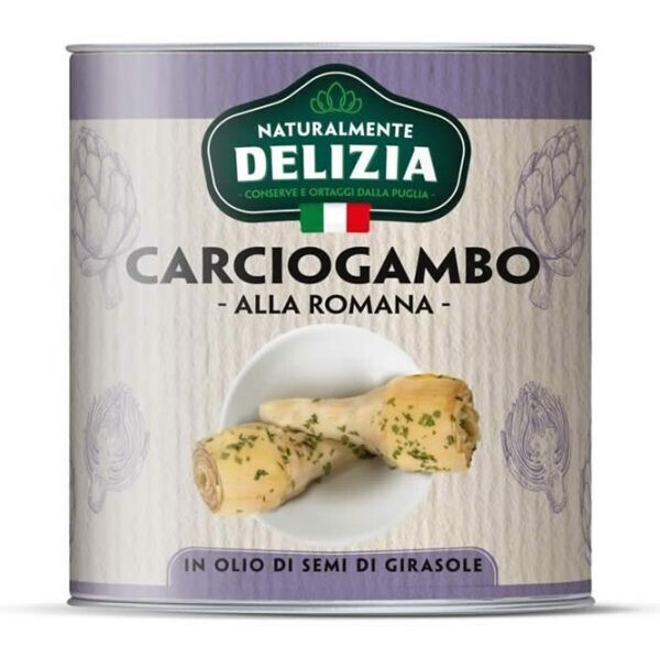 Delizia whole artichokes with stem 2.6kg carciofi con gambo Italian antipasti
