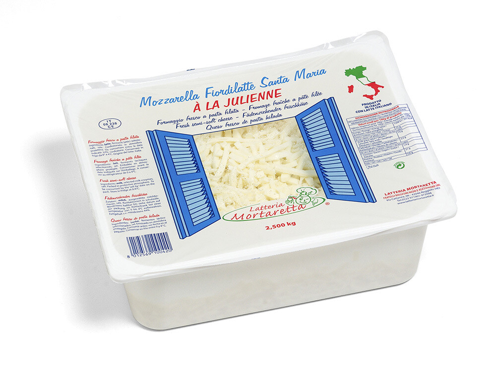 Santa Maria fior di latte julienne mozzarella 2.5kg pizza cheese
