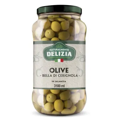 BELLA DI CERIGNOLA GREEN OLIVES IN BRINE - 3.1kg Delizia