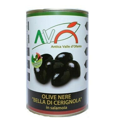 BELLA DI CERIGNOLA BLACK OLIVES IN TINS - 4kg brand may vary