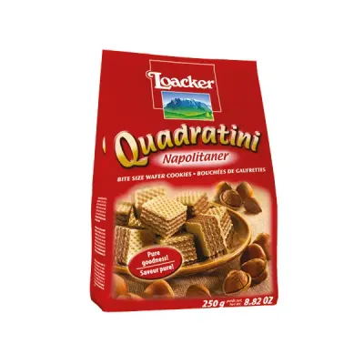 LOACKER QUADRATINI HAZELNUT WAFERS - 250gr LOACKER QUADRATINI HAZELNUT WAFERS - 250gr