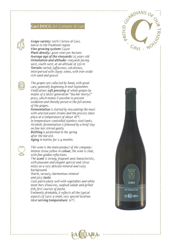 Gavi DOCG del Comune di Gavi - La Chiara 0,75L ABV 12.5%