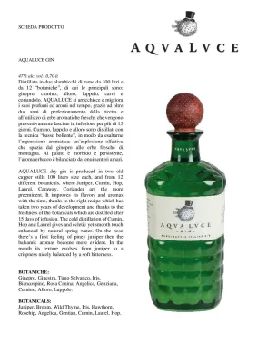 AQUALUCE DRY GIN Spirit, Veneto - 0,70L (ABV) 47%
