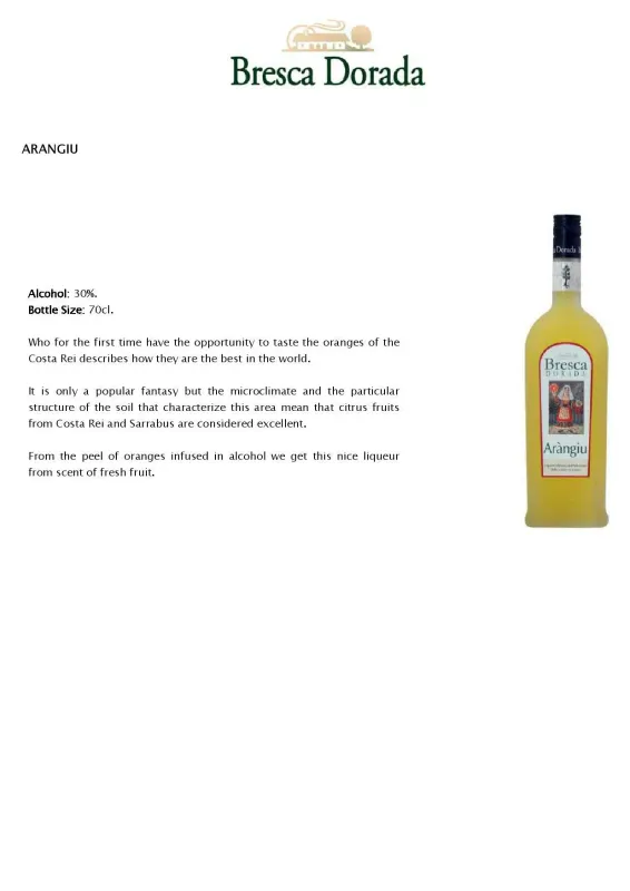 ARANGIU, Bresca Dorada Spirit, Sardinia - 0,70L (ABV) 30%