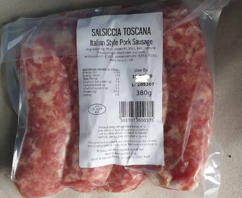 Salsiccia Toscana – Italian Style Pork Sausages 380g