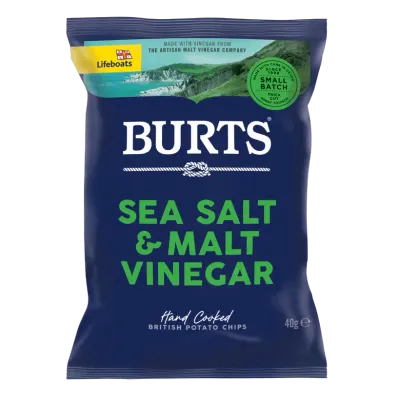 BURTS SEA SALT AND MALT VINEGAR CRISPS - 20x40gr
