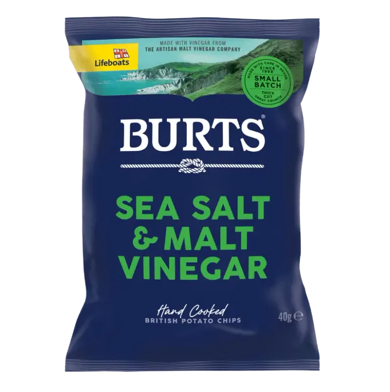 BURTS SEA SALT AND MALT VINEGAR CRISPS - 20x40gr