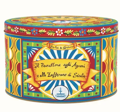 Dolce &amp; Gabbana PANETTONE AGRUMI &amp; ZAFFERANO * BLUE SAFFRON FLOWER TIN* - 1kg gift bag included