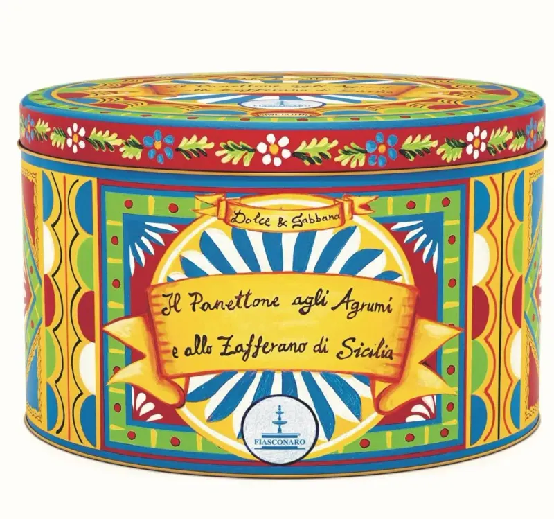 Dolce &amp; Gabbana PANETTONE AGRUMI &amp; ZAFFERANO * BLUE SAFFRON FLOWER TIN* - 1kg gift bag included