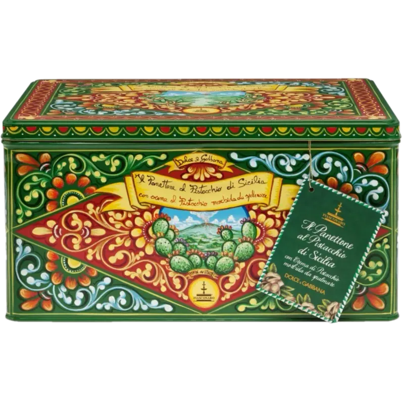Dolce &amp; Gabbana Panettone al Pistacchio di Sicilia 800g – Gift Set GREEN (800g Panettone + 200g Pistachio Cream + Knife + Gift Bag)