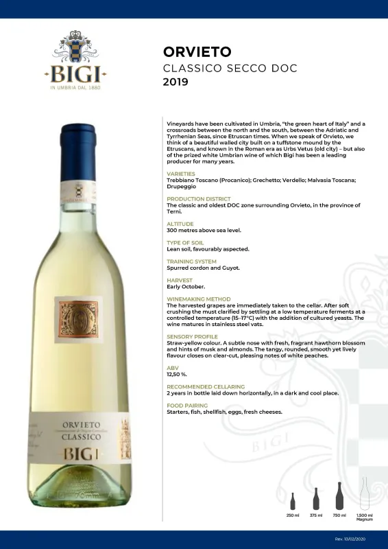 ORVIETO CLASSICO DOC SECCO - 0.75cl ABV 12.5%