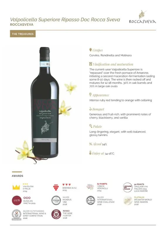 VALPOLICELLA SUPERIORE RIPASSO DOC ROCCA SVEVA 0,75L ABV 14%