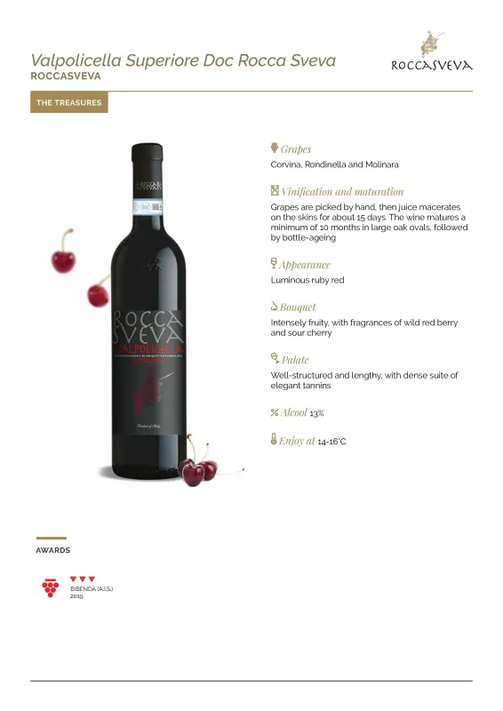 Valpolicella Superiore DOC Rocca Sveva, Cantina di Soave ABV 12.5%