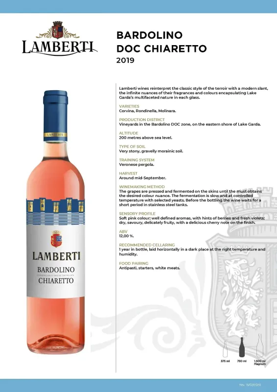 Bardolino Chiaretto DOC Classico, Lamberti - 0,75L ABV 12%